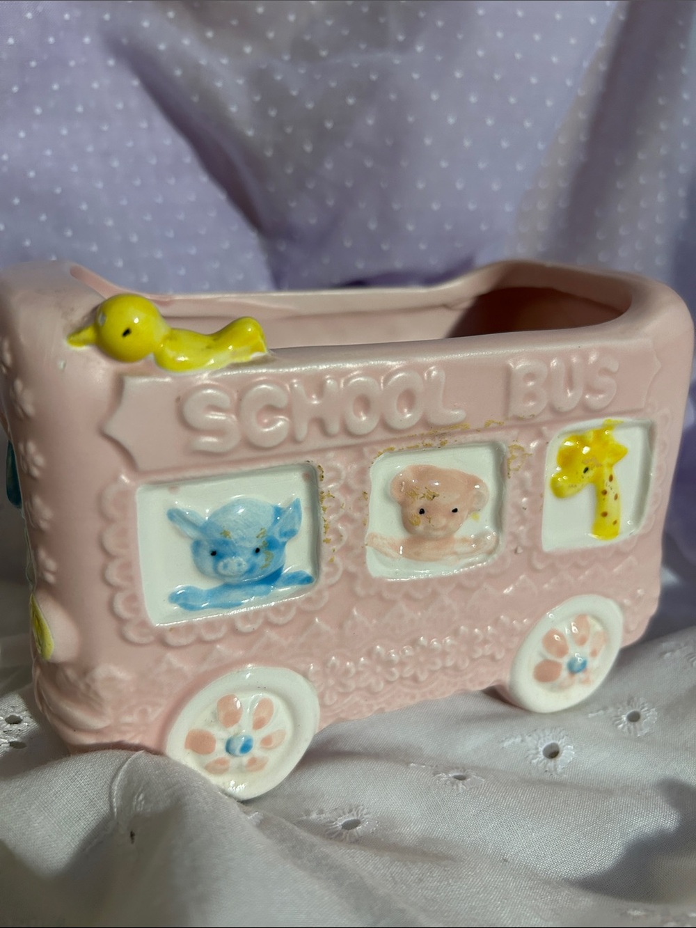 Vintage NAPCO Planter 282 Nursery School Bus for New Baby